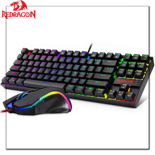 REDRAGON K552-RGB-BA Keyboard Mouse Set Wired RGB Backlit Mechanical Gaming Keyboard and Mice Combo for PC Laptop Computer Gamer